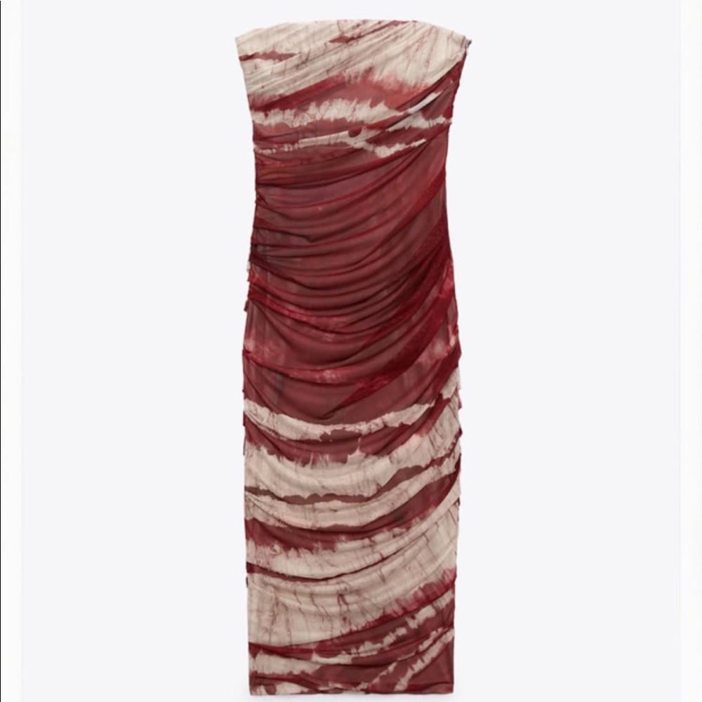 Zara red and nude holiday dress